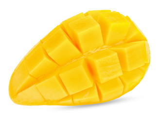 Slice mango isolated on white clipping path