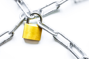 concept data protection metal chain on white background