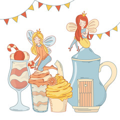 KITCHEN FAIRY Merry Christmas Vector Set for Print