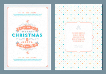 Fototapeta na wymiar Merry Christmas greeting card template. Typographic retro design. Vector Illustration