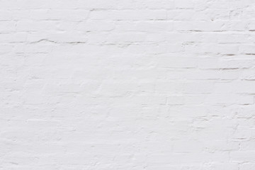 White Rustic Texture. Retro Whitewashed Old Brick Wall Surface. Vintage Structure. Grungy Shabby Uneven Painted Plaster. Whiten Facade Background. Design Element. Abstract Light White Web Banner.