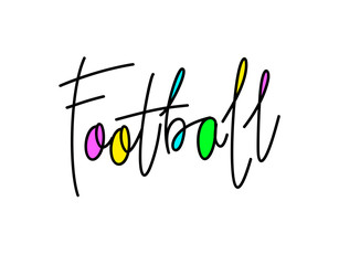 Football logo vector design isolated on white background. Handwritten word, typography and lettering. Vector illustration for print and web. EPS 10