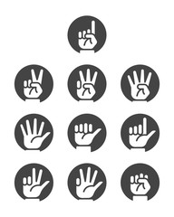 finger counting icon,inverse style,vector and illustration