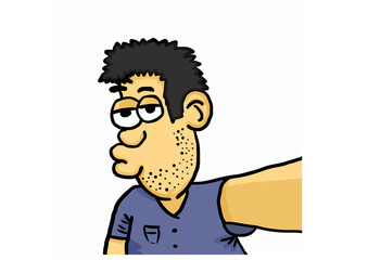 Selfie photography pose man caricature