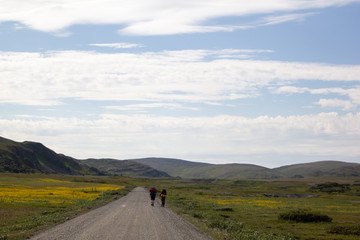 walking a gravel road