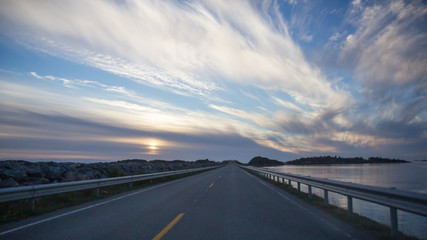 Atlantic road at sunset