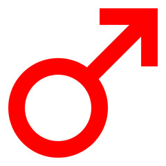 Male symbol icon - red simple, isolated - vector