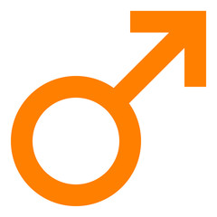 Male symbol icon - orange simple, isolated - vector