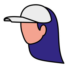 Woman head over white background