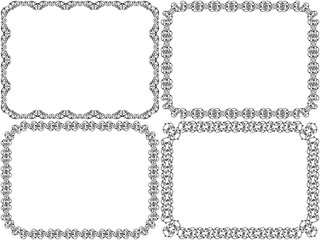 Set of four stencil decorative floral frames