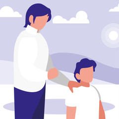 Father with boy in the park design
