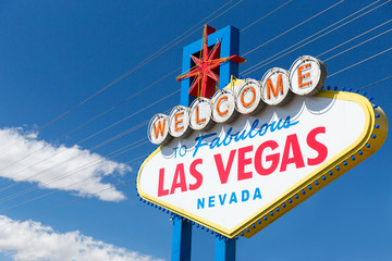 landmarks concept - welcome to fabulous las vegas sign over blue sky in united states of america
