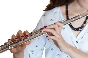 The Musician Flutist Girl Flute Player Isolated image