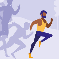 Man in running race design