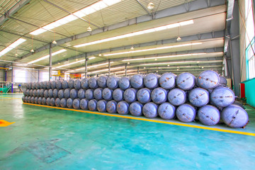 Metal pressure tank piled up together