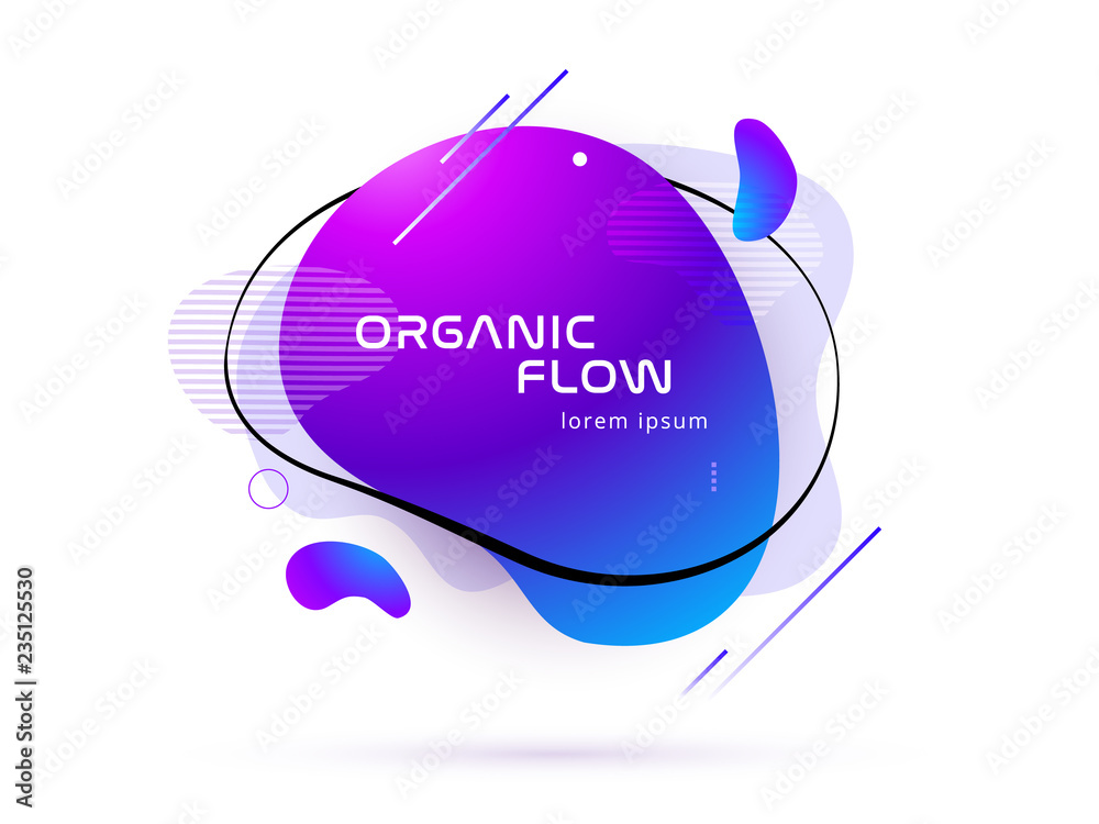 Wall mural set of liquid color abstract geometric shapes. fluid gradient elements for minimal banner, logo, soc
