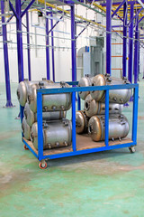 Stainless steel pressure tank piling up together