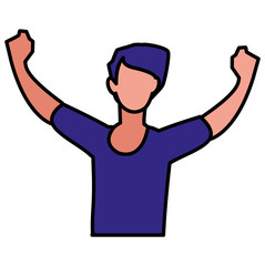 Winner man over white background