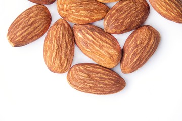 Almonds,Nuts on white background.