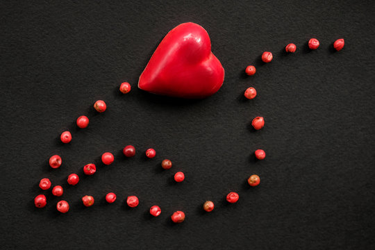 Image from a red candy  and fruits of shinus
