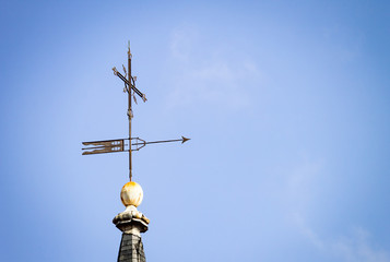 Fototapeta na wymiar Compass Rose on Blue Sky Background