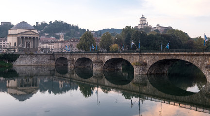 Ponte Umberto I, bridge over the River Po. in the centre of Turin. 