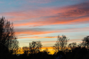 Fototapeta na wymiar Tinted Sky at Sunset in England 