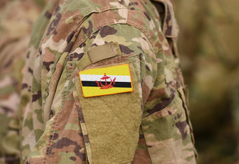 Brunei flag on soldiers arm (collage).