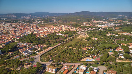 Aerial drone picture from ams all Spanish town Palamos
