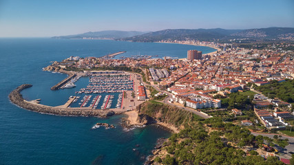 Fototapeta premium Aerial drone picture from ams all Spanish town Palamos