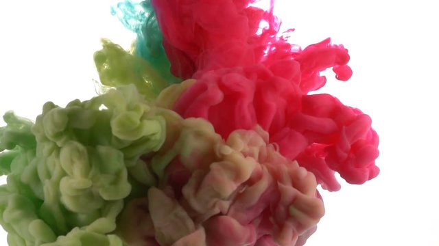 Color Ink flowing in water on white background, Slow motion, Part 2

