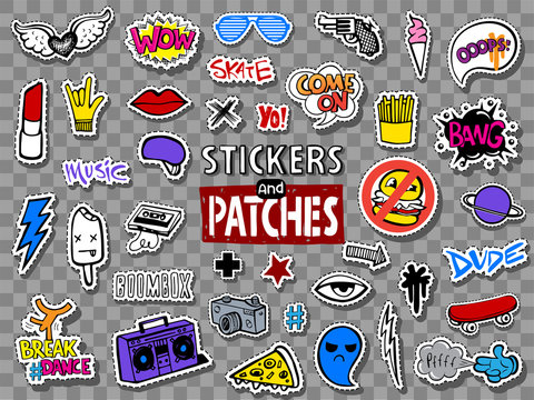 Hipsters teens stickers and patches