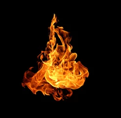 Foto auf Acrylglas Feuer Feuerflammensammlung lokalisiert auf schwarzem Hintergrund