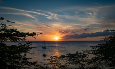 Fototapeta na wymiar Sunset Views around Curacao a small Caribbean island
