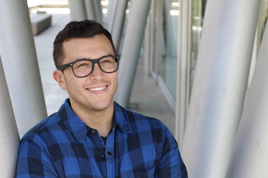 Cute man with glasses smiling
