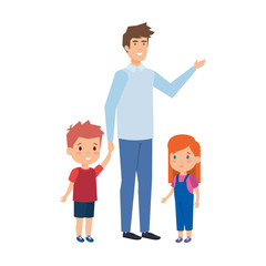 father with son and daughter characters