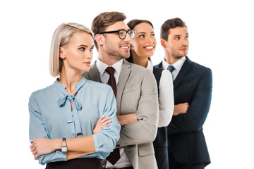 successful businesspeople posing with crossed arms isolated on white