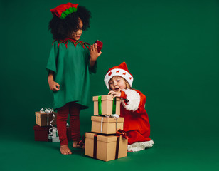 Kids playing with their christmas gifts