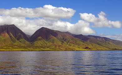 View of Maui island taken from the ocean