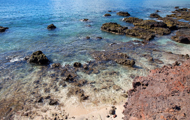 Famous red shore of Lanai island, Hawaii