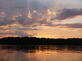 a beautiful sunset over a lake