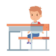 cute little boy sitting in schoolchair