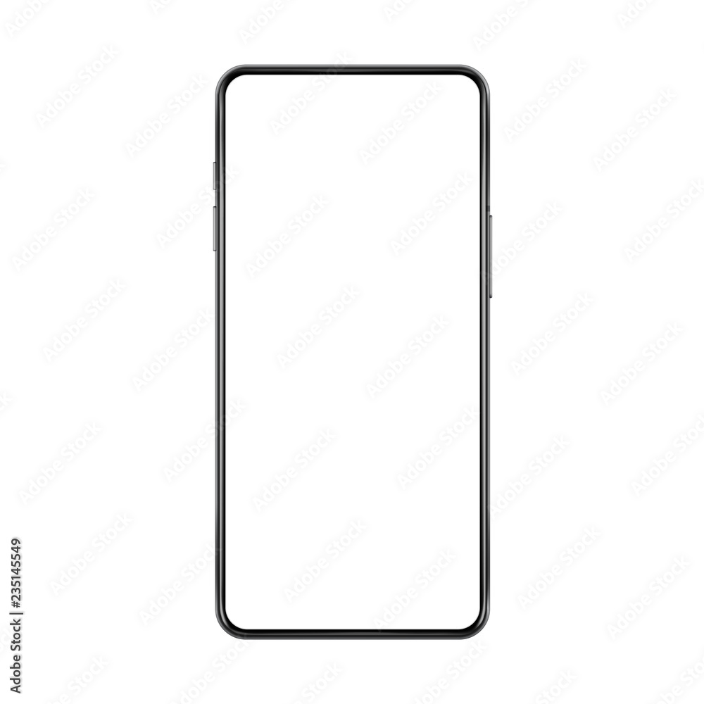 Poster frameless no frame realistic imagined smartphone mock up with blank white screen vector illustration