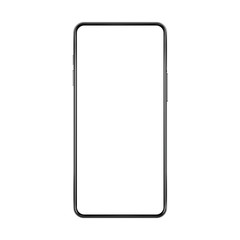 Frameless no frame realistic imagined smartphone mock up with blank white screen vector illustration.