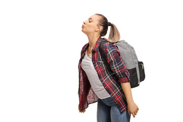 Fototapeta premium Student girl blowing a kiss
