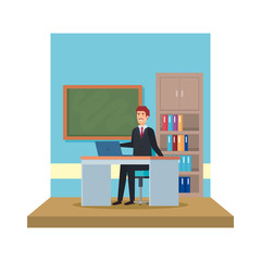 male teacher in the classroom