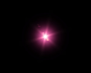  Isolated realistic lens flare visual effect on black night background. Space star. 