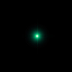  Isolated realistic lens flare visual effect on black night background. Space star. 