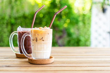 iced latte coffee with iced chocolate
