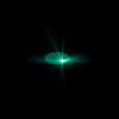  Isolated realistic lens flare visual effect on black night background. Space star. 